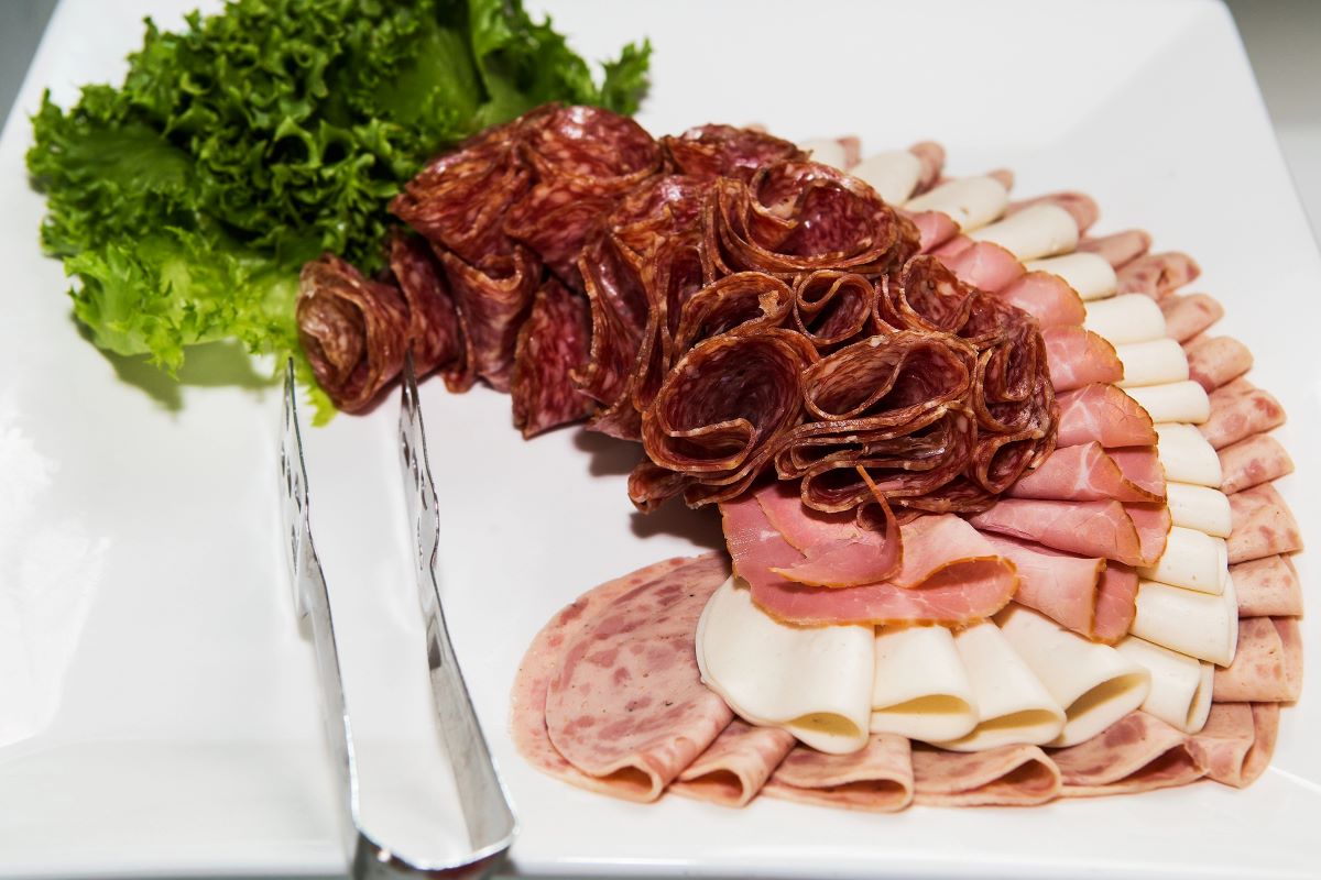 Layers of sliced meats