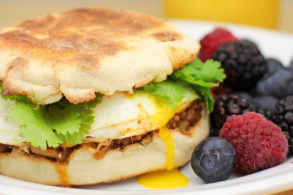 Leftover Taco Meat Breakfast Sandwich by Ericas Recipes
