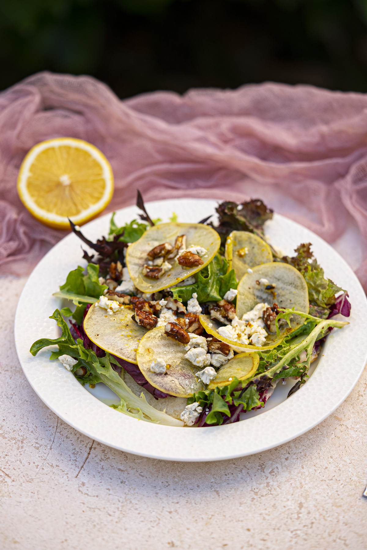 Pear Gorgonzola Salad with Candied Pecans
