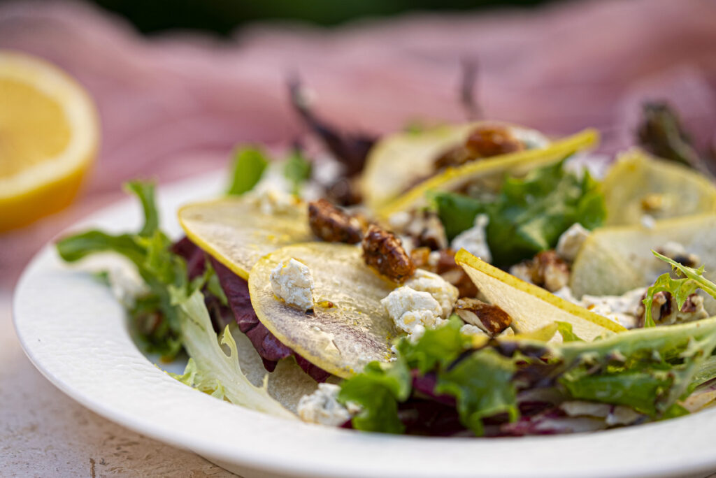 Pear and Gorgonzola Salad with Candied Pecans