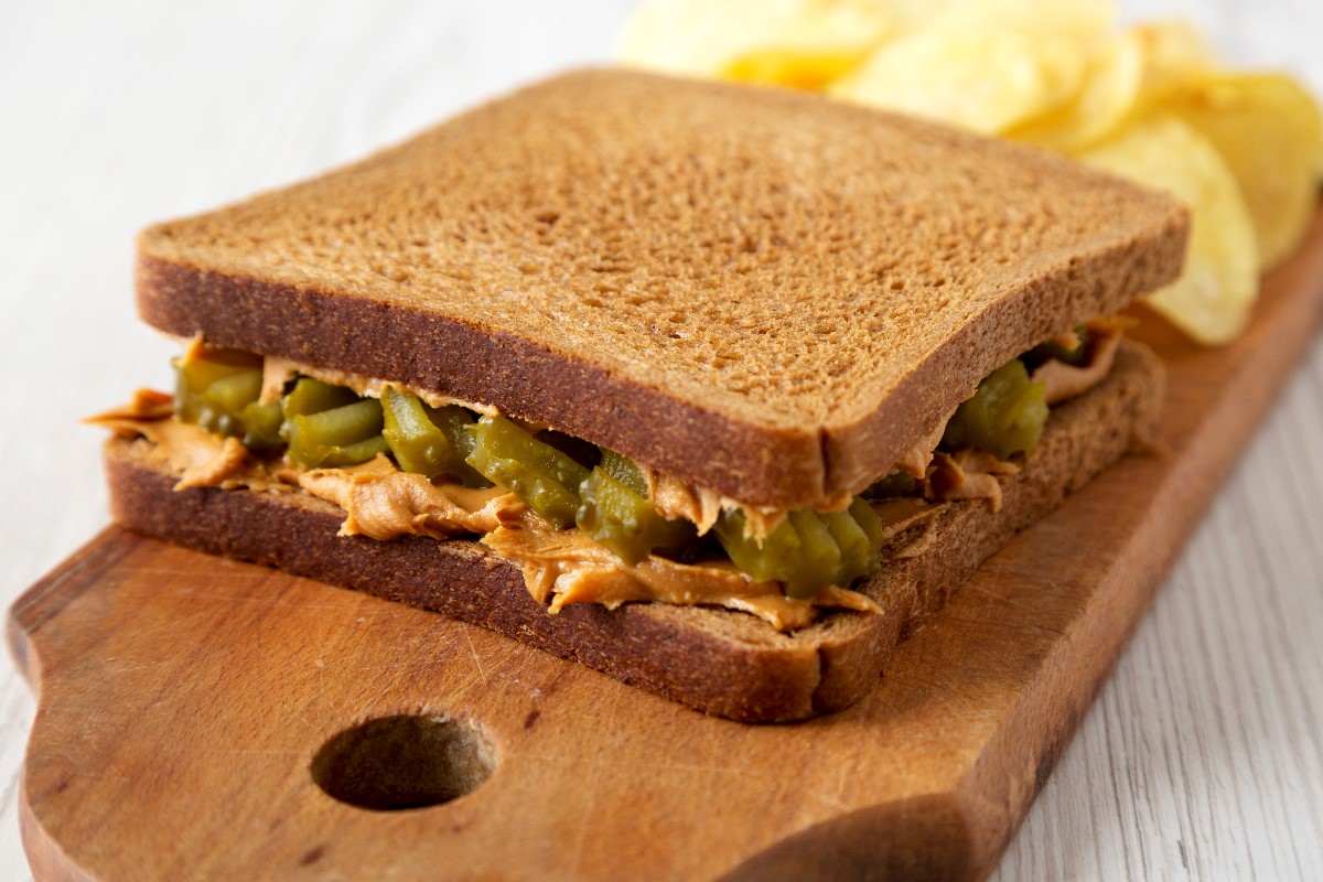 Pickle peanut butter sandwich