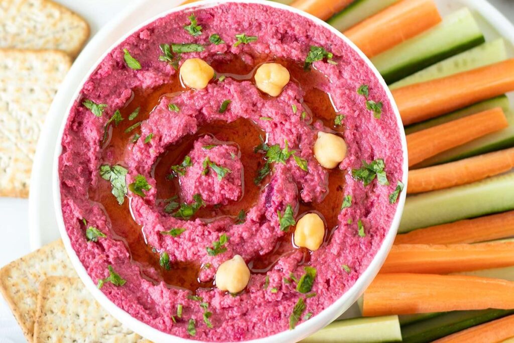 Pink Beet Hummus by Go Eat Green
