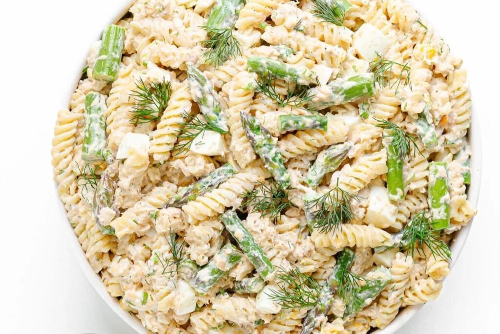 Salmon Asparagus Pasta Salad by Maple and Mango