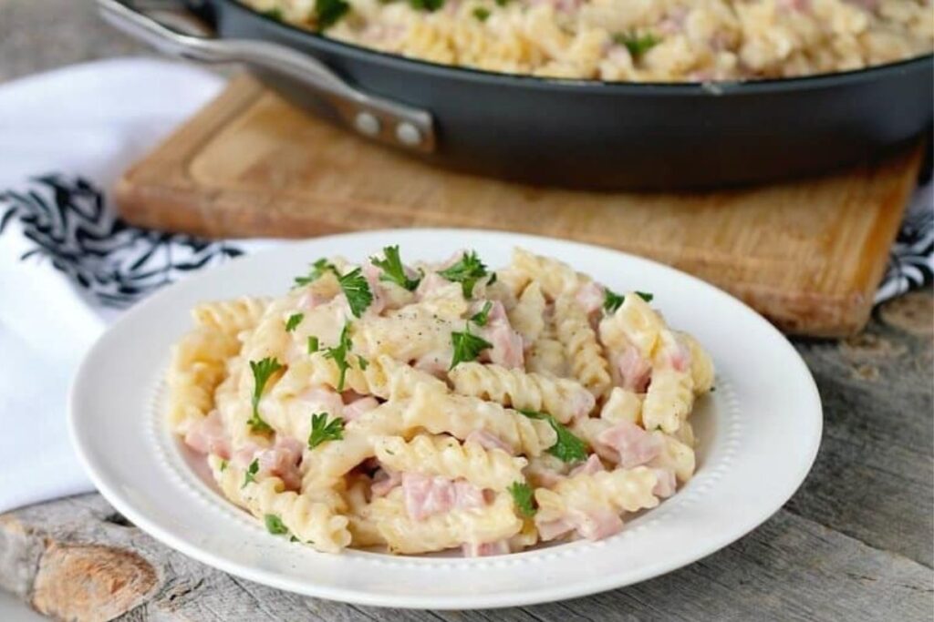 Skillet Ham Cheese Alfredo by Shaken Together Life