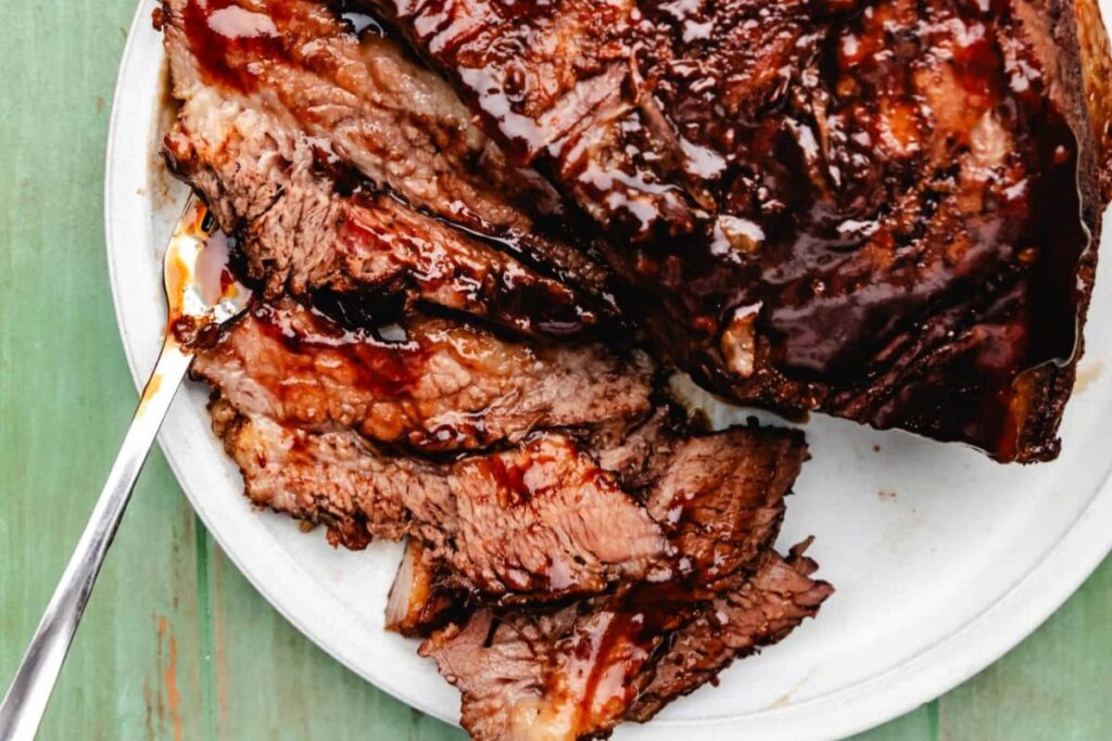Slow Cooker BBQ Beef Brisket by I Heart Eating