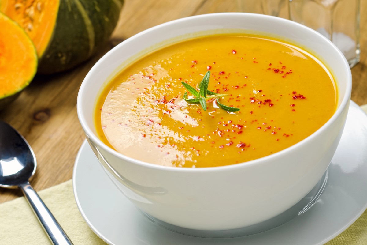 Squash soup with rose
