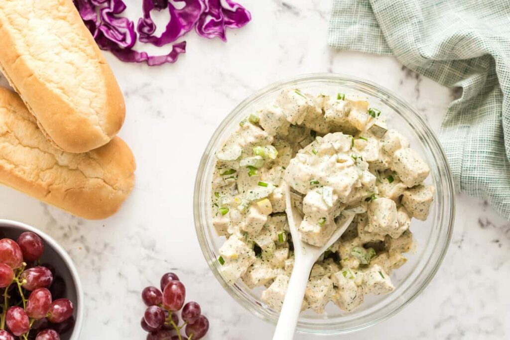 Tempeh Chicken Salad by Happy Food Healthy Life