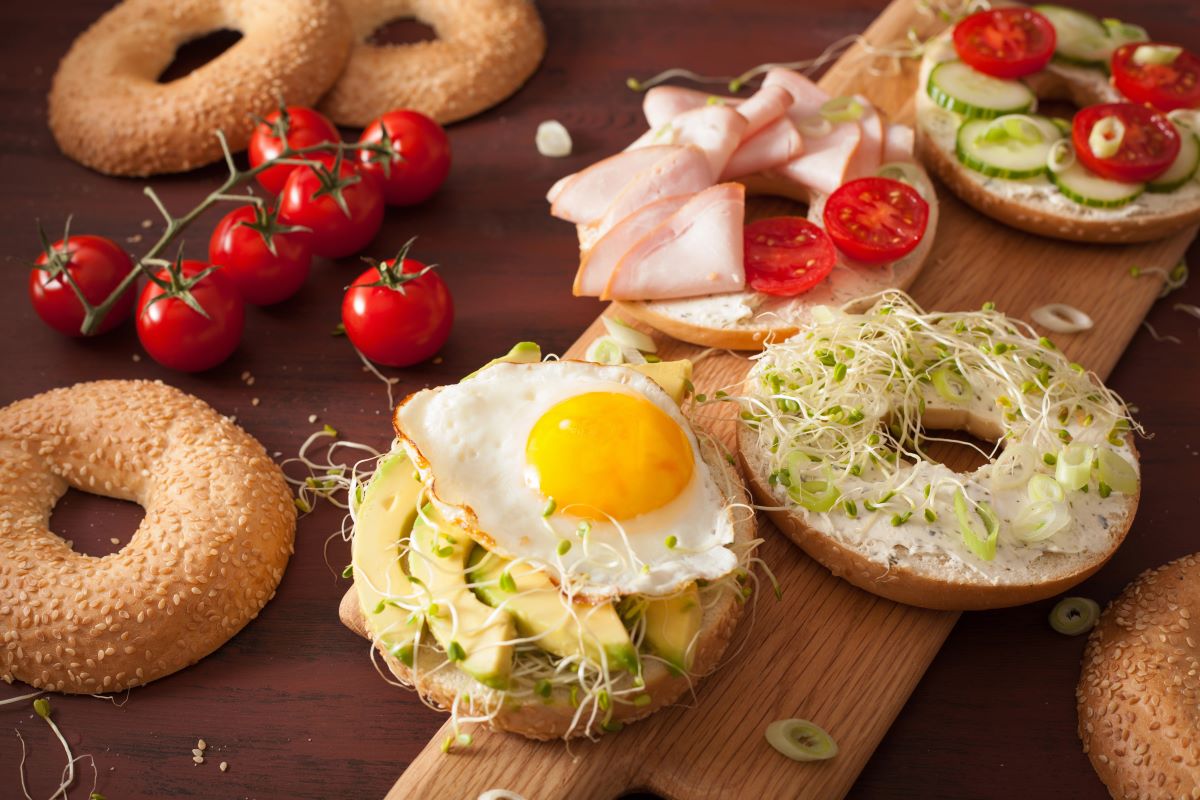 Turkey egg cheese avocado bagel