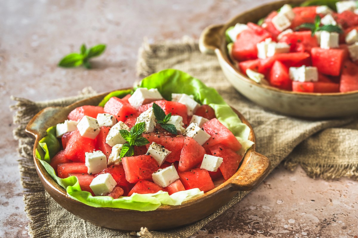 Watermelon and feta chreese