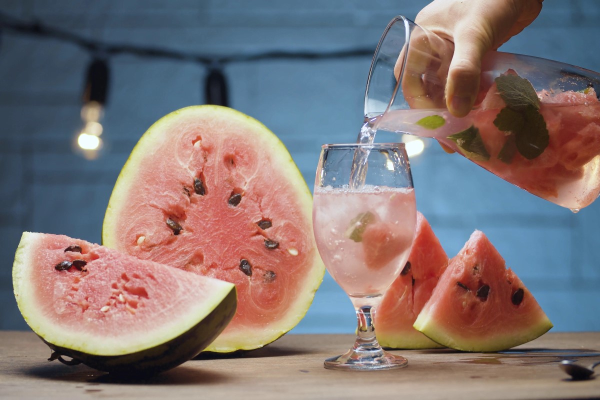 Watermelon sparkling mint water