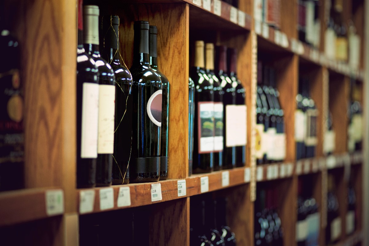 Wine on a shelf