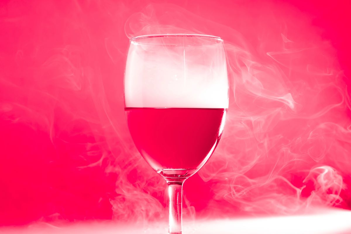 Wine served with gimmick