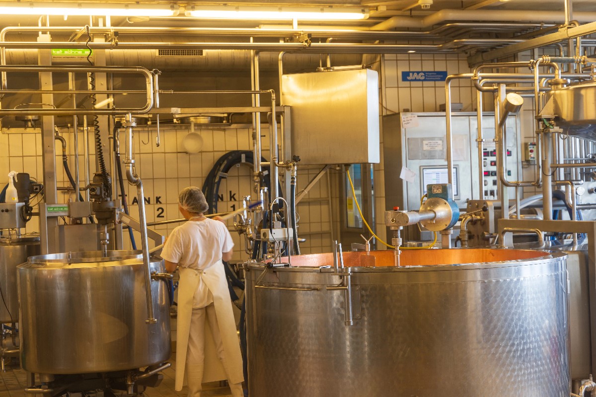 Woman producing cheese