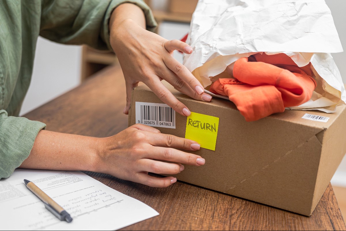 Woman returning item