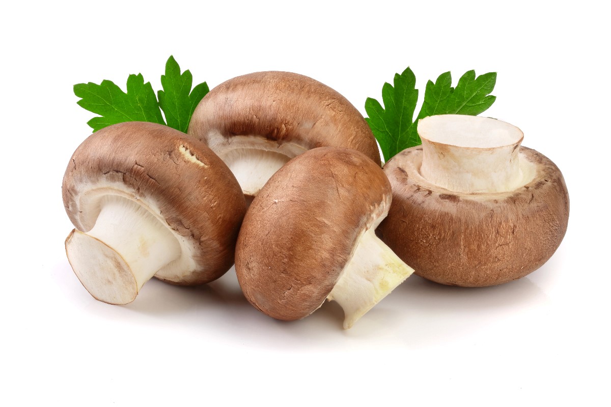 mushrooms and greens