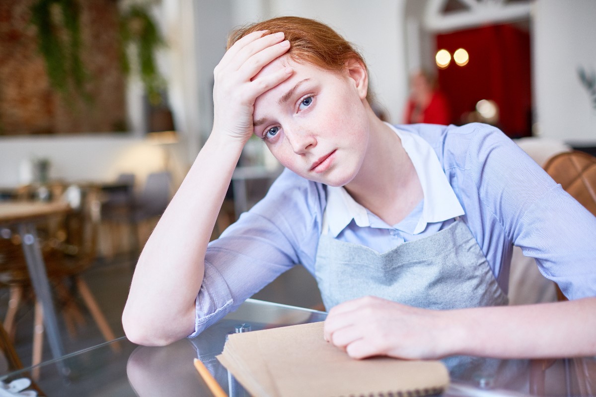 sad waitress