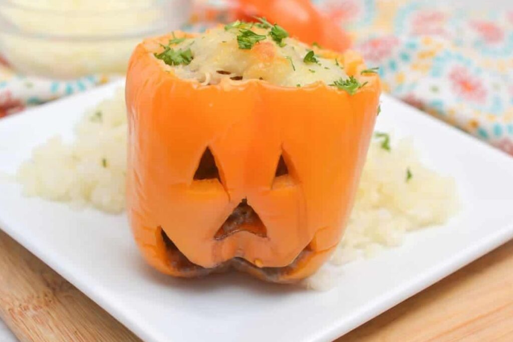 Halloween Stuffed Peppers by Thriving in Parenting