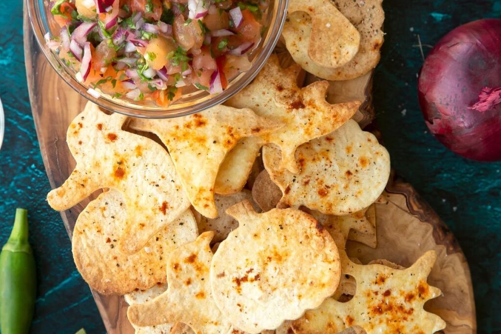 Halloween Tortillas with Tomato Salsa by A Mummy Too