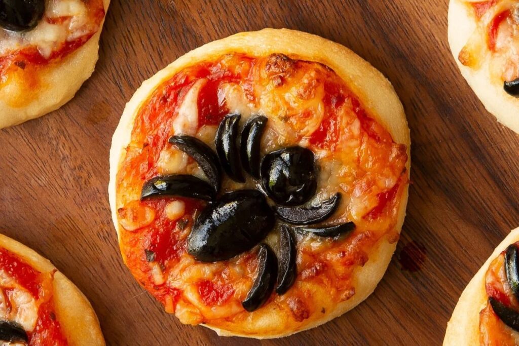Mini Halloween Spider Pizzas by Emily Leary
