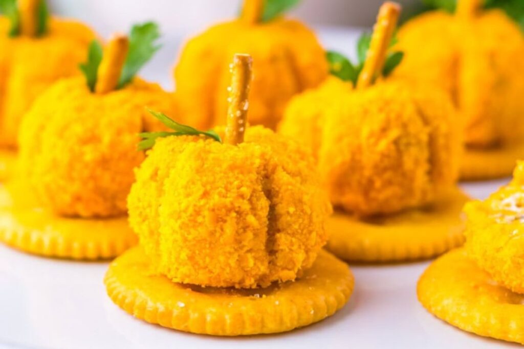 Mini Pumpkin Cheese Balls by Budget Delicious