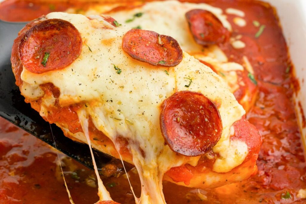 Stuffed Pizza Chicken by On My Kids Plate
