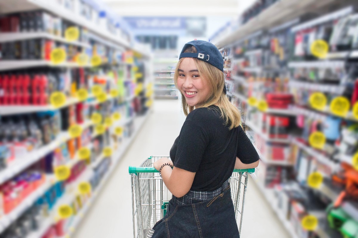 Woman using cart