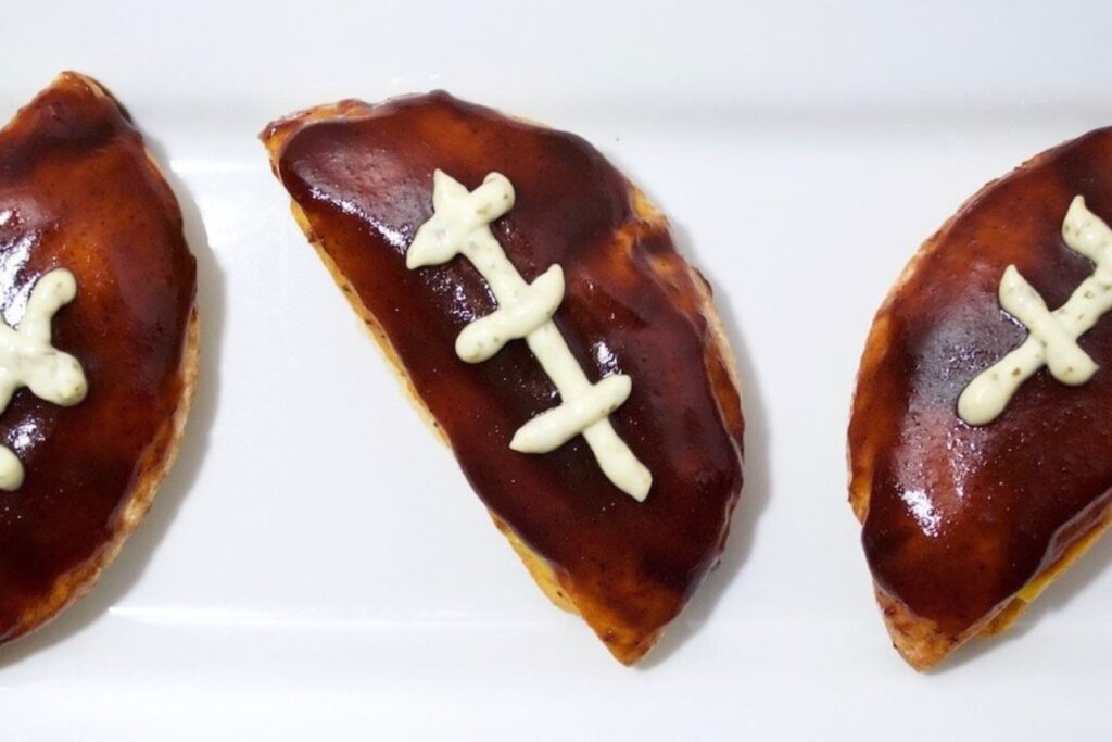 Easy Pita Football Appetizer by The Soccer Mom Blog