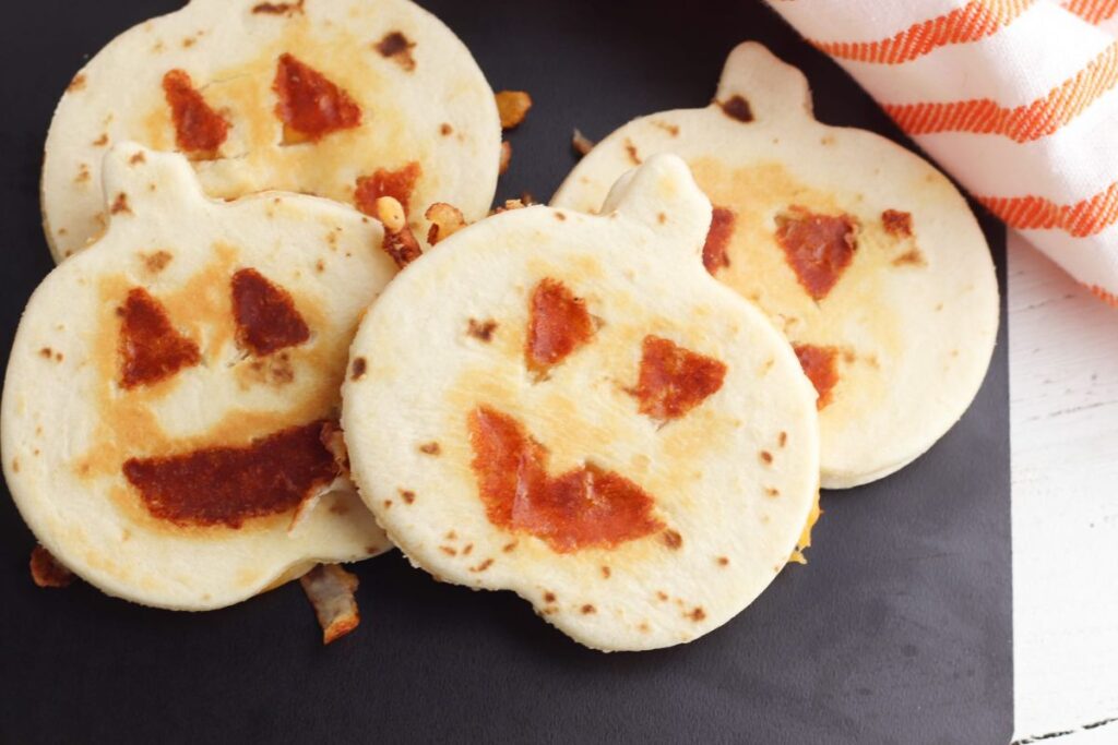 Jack O Lantern Halloween Quesadillas by Brooklyn Active Mama