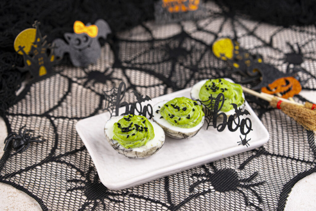 Spider Web Deviled Eggs