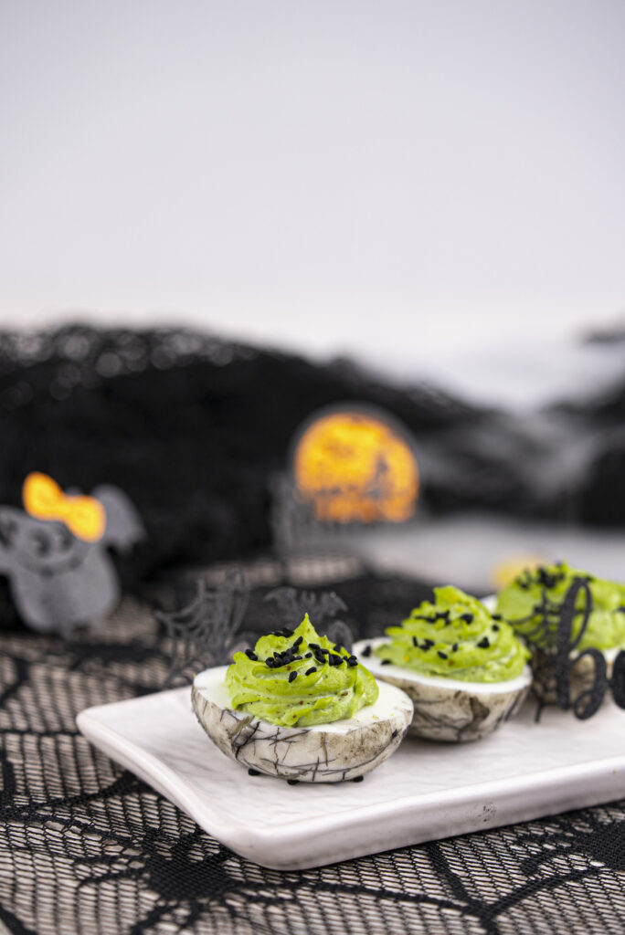 Spooky Spiderweb Deviled Eggs