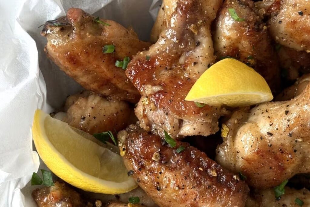 Sweet and Tangy Lemon Pepper Chicken Wings by Style and Grace