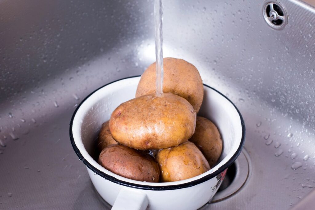 preparing potatoes
