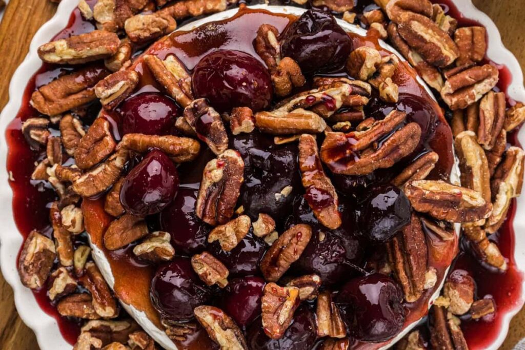 Baked Brie with Pecans and Cherry Sauce by Risas Family Kitchen