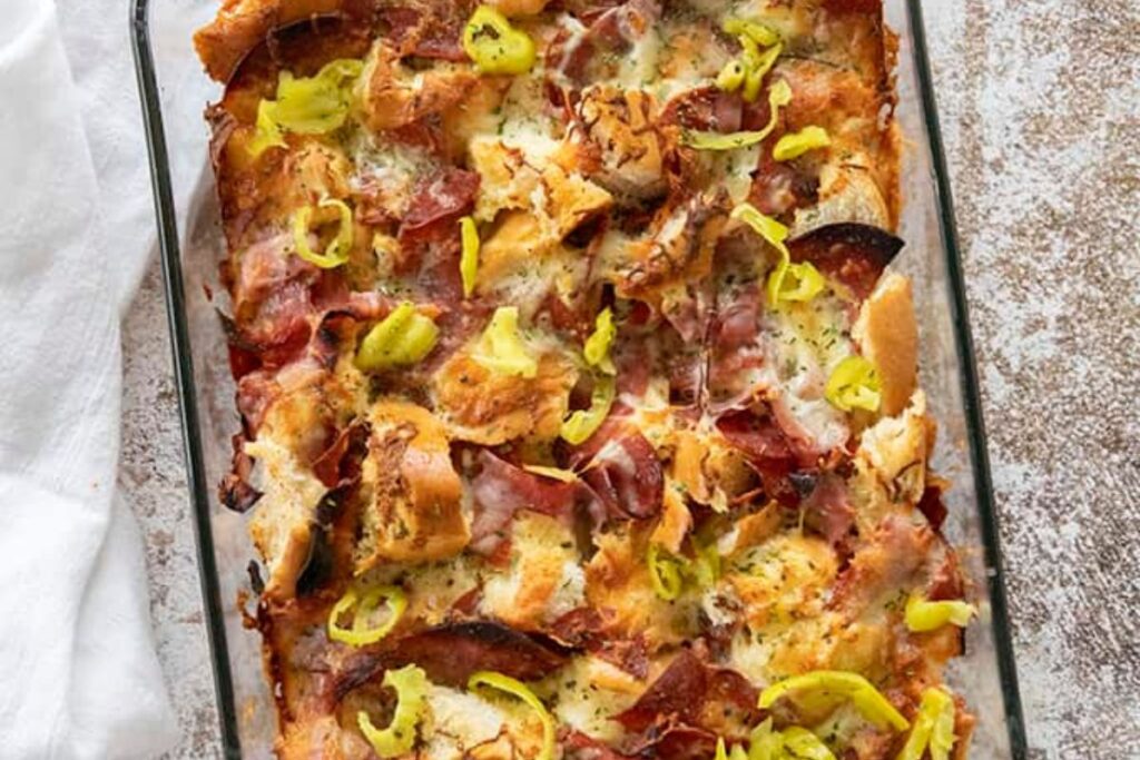 Italian Sub Brunch Casserole by The Salty Marshmallow
