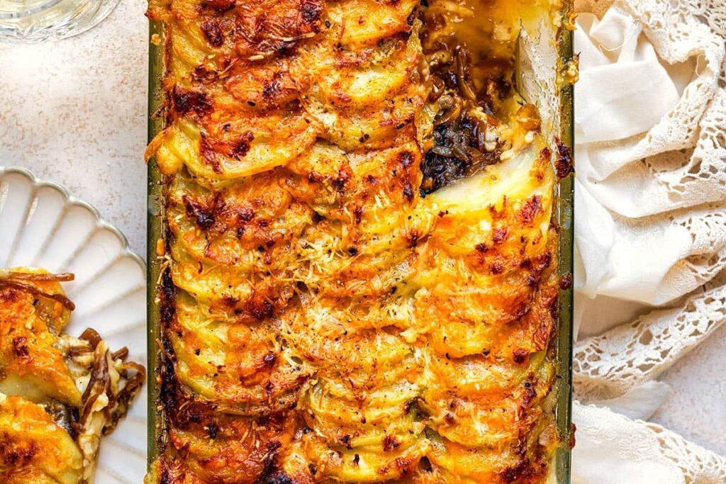 Mashed Potato Gratin with Caramelized Onions by Super Golden Bakes