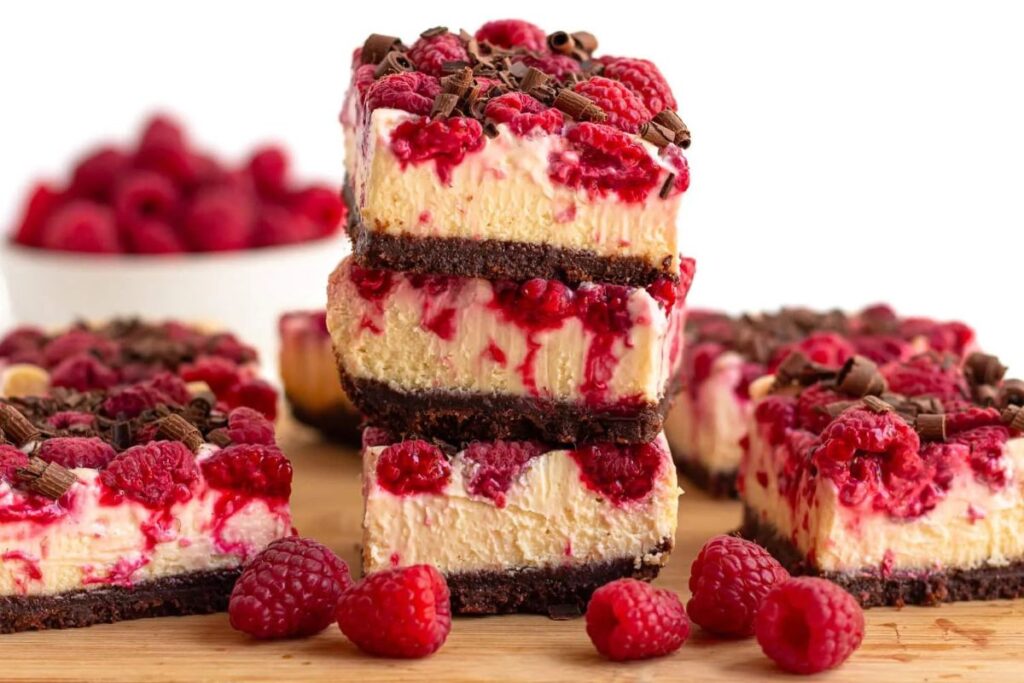 Raspberry Cheesecake Bars by Maple and Mango