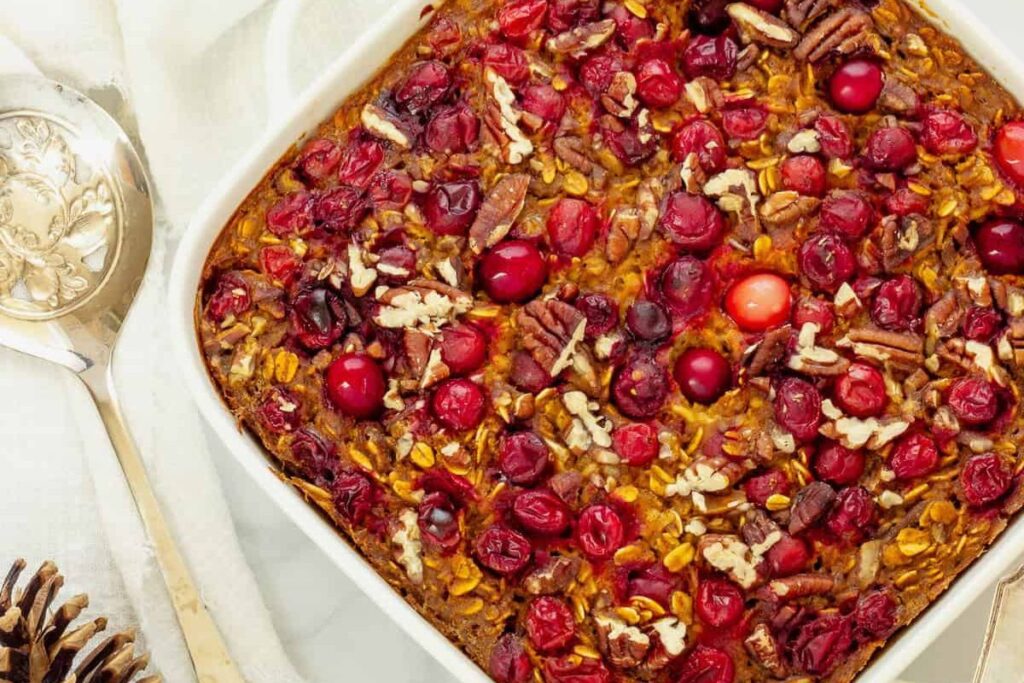 Spiced Pumpkin Baked Oatmeal by Craving Something Healthy