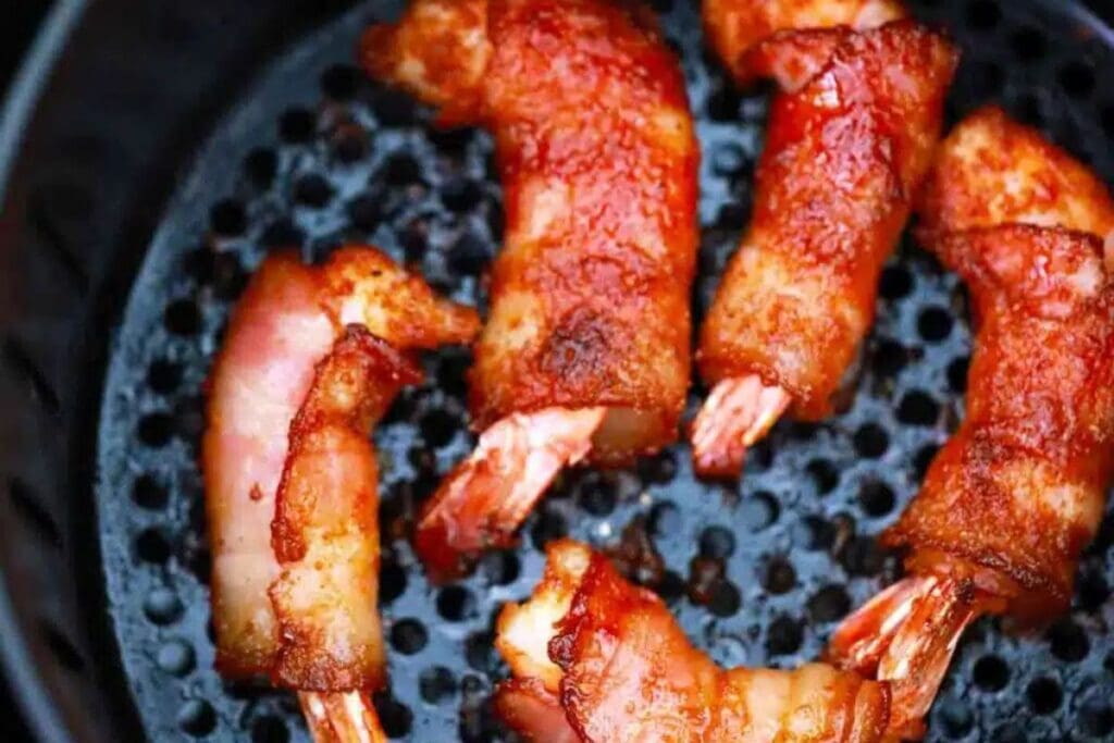 Air Fryer Bacon Wrapped Shrimp by Sweet and Savory Meals