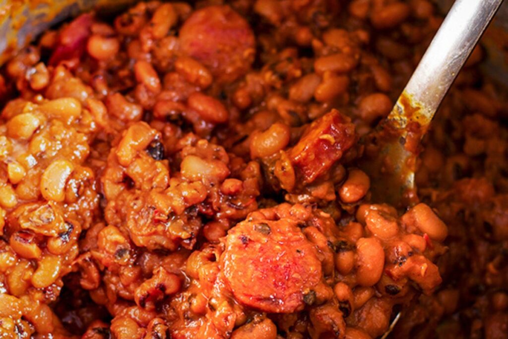 Black Eyed Peas with Andouille Sausage by A Little and A Lot