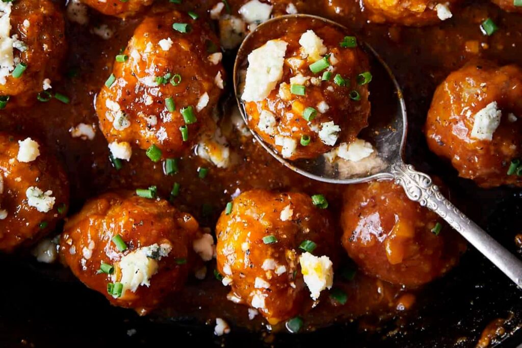Buffalo Chicken Meatballs by The Virtual Caterer