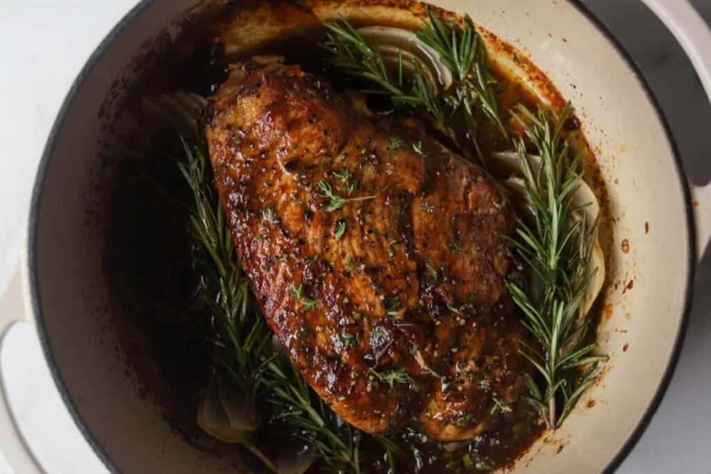 Dutch Oven Turkey Breast with Cranberry Orange Glaze by The Healthy Epicurean