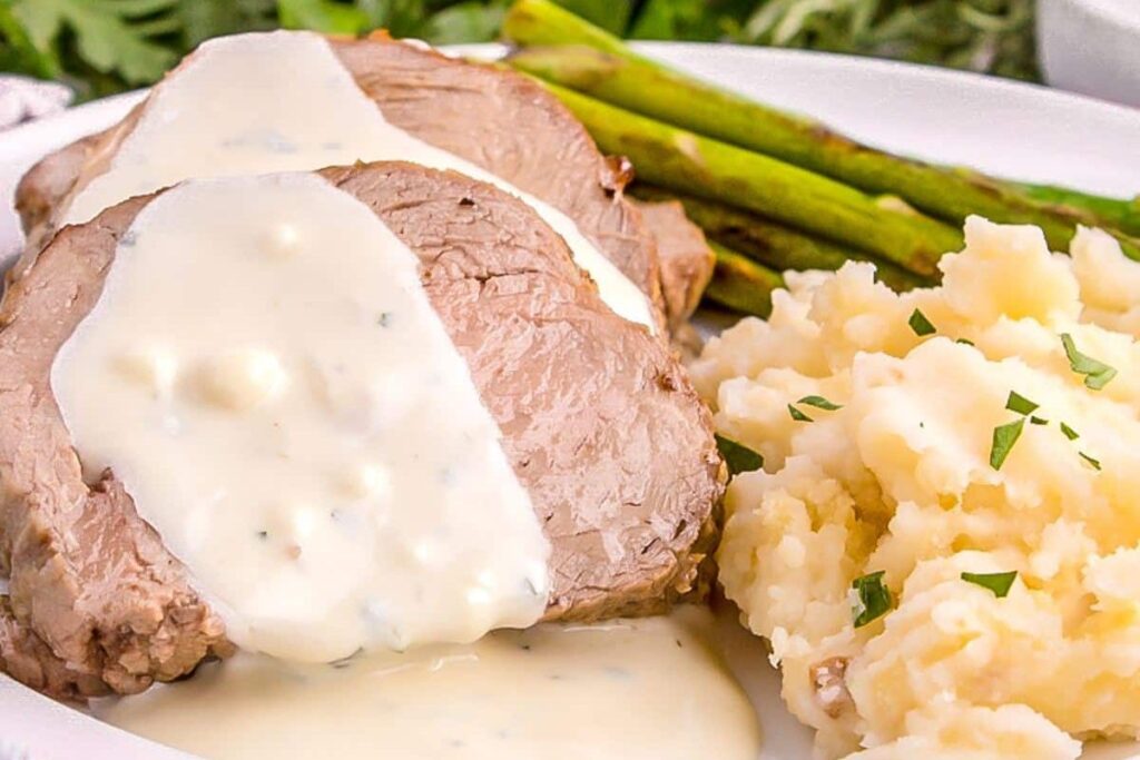 Easy Beef Tenderloin with Gorgonzola Sauce by The Fresh Cooky