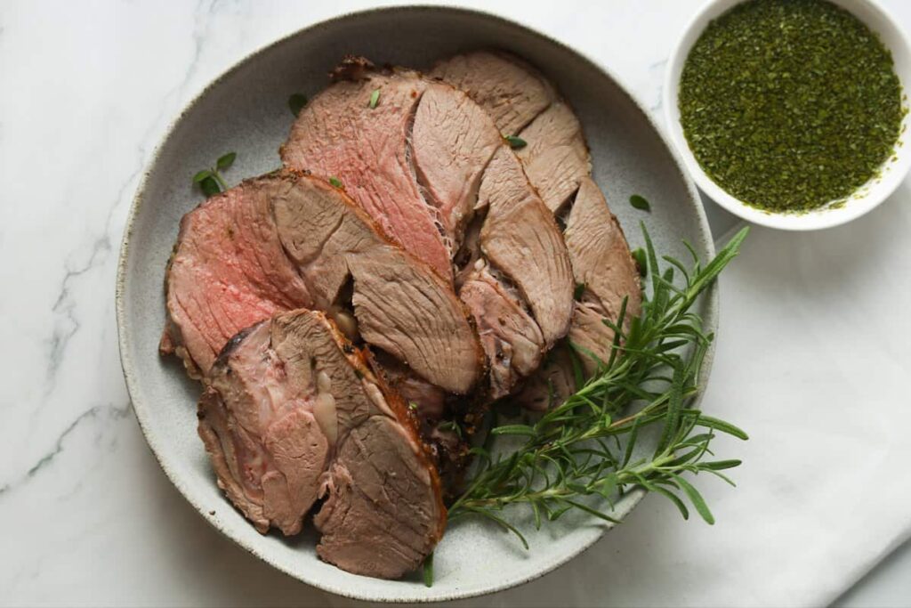 Easy Roasted Lamb with Mint Sauce by A Peachy Plate