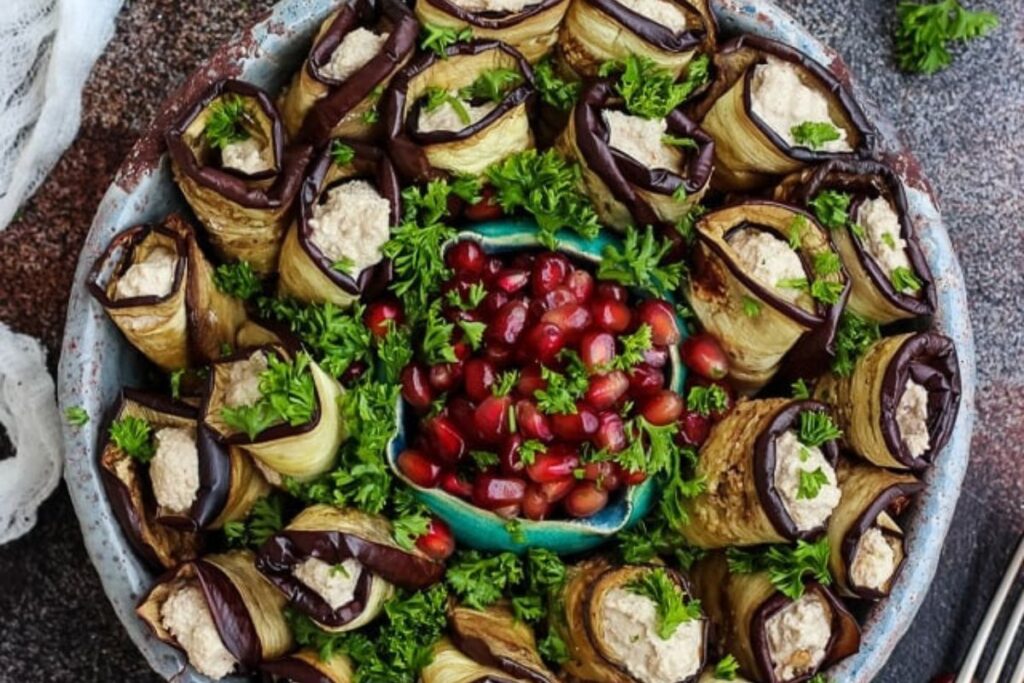 Georgian Eggplant Rolls with Walnuts by Happy Kitchen