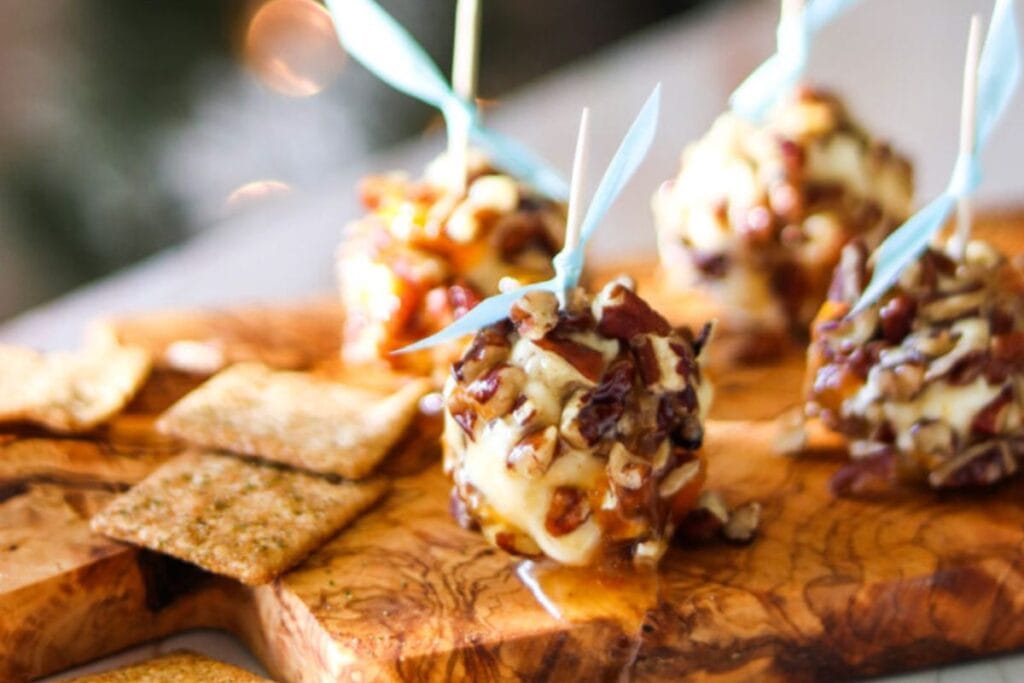 Honey Goat Cheese Balls by A Cedar Spoon