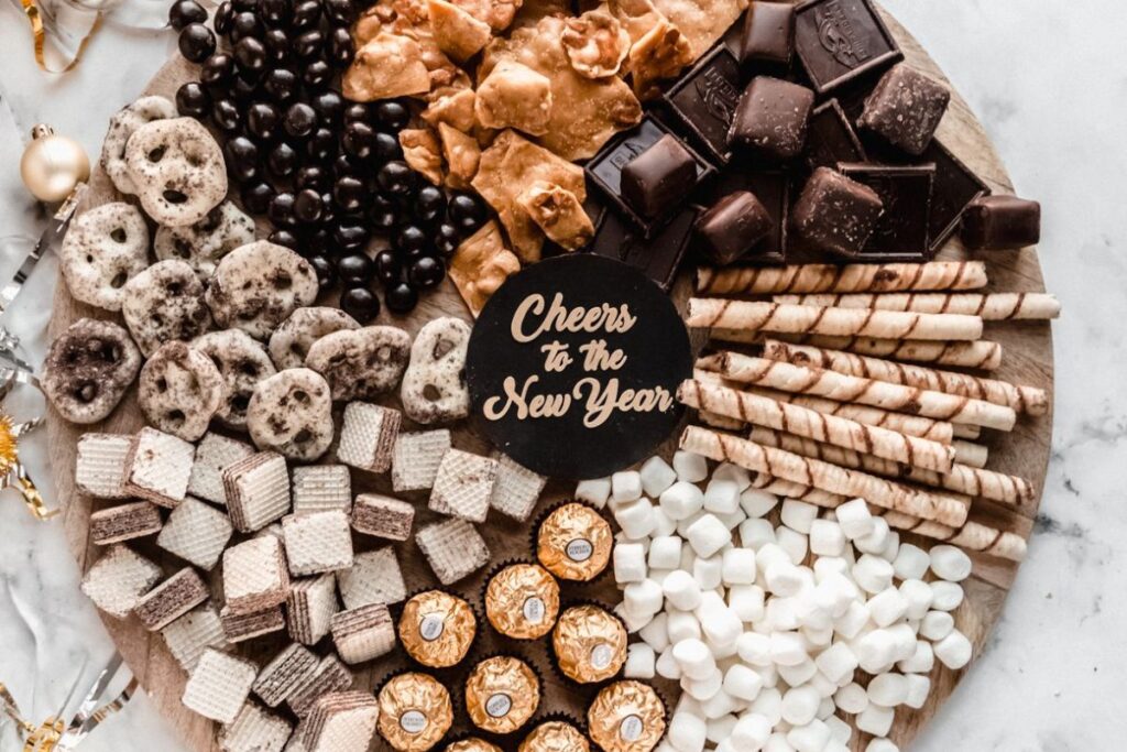 New Years Eve Dessert Charcuterie Board by Windy City Dinner Fairy