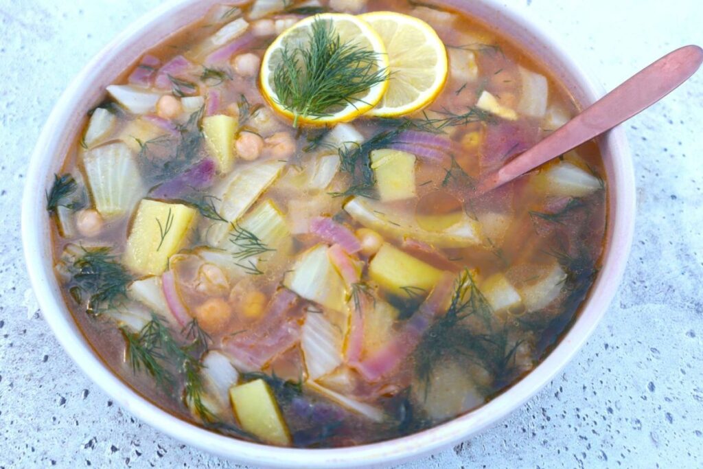 Soup with Chickpeas Fennel Lemon and Dill by Cook Me Free
