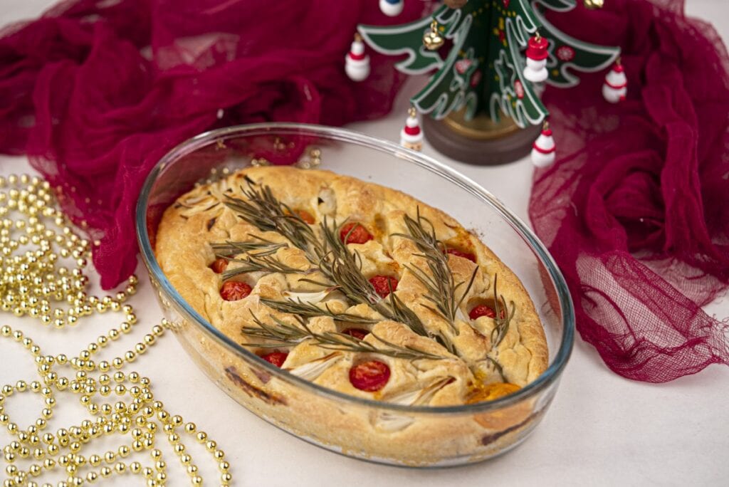 Christmas Decorated Focaccia Bread