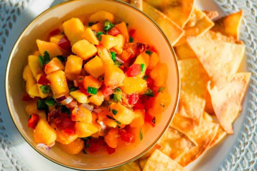 Fresh Peach and Mango Salsa by A Latain Flair