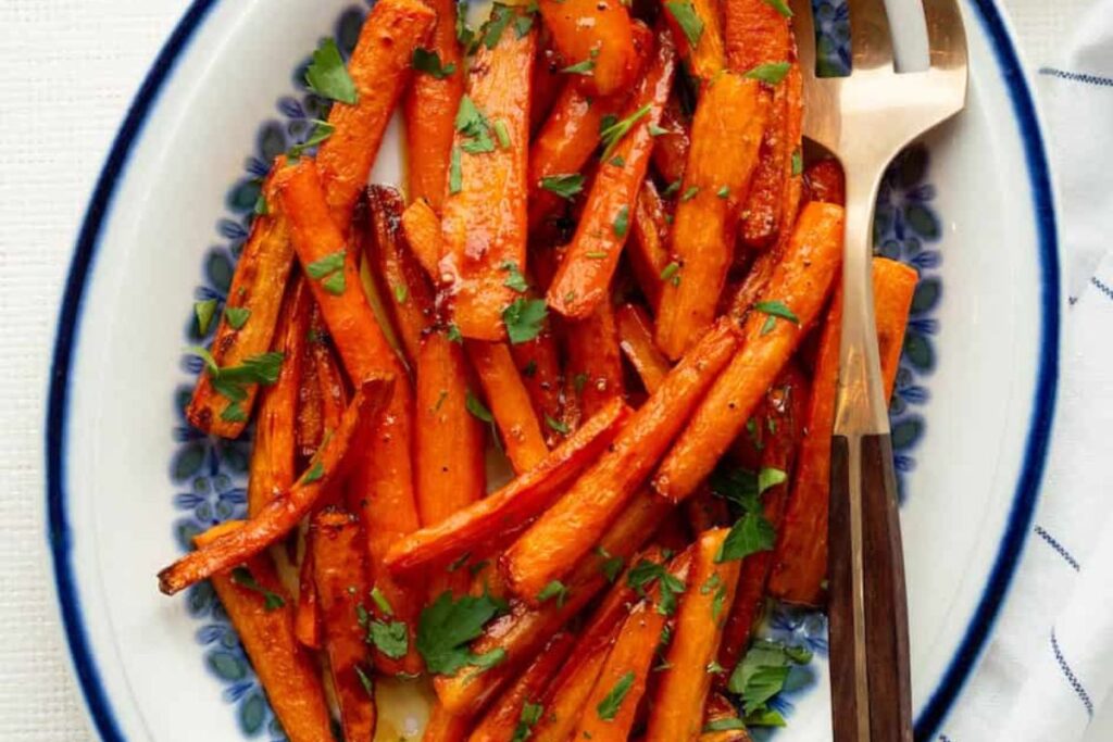 Hot Honey Roasted Carrots by Little Black Skillet